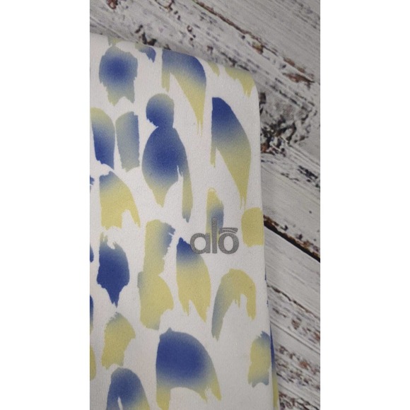 ALO YOGA Abstract Print Elastic Waistband Yoga Legging Pants White/Blue WMNS XS - Picture 4 of 4